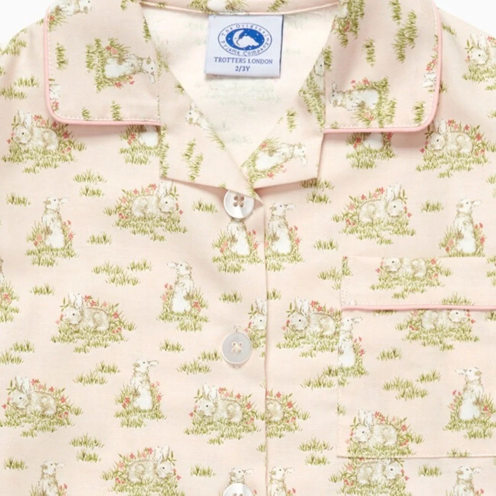 Trotters London 4 5 Pastel Pink Beatrice Bunny Cotton Pajama Sleep‎ Set Easter